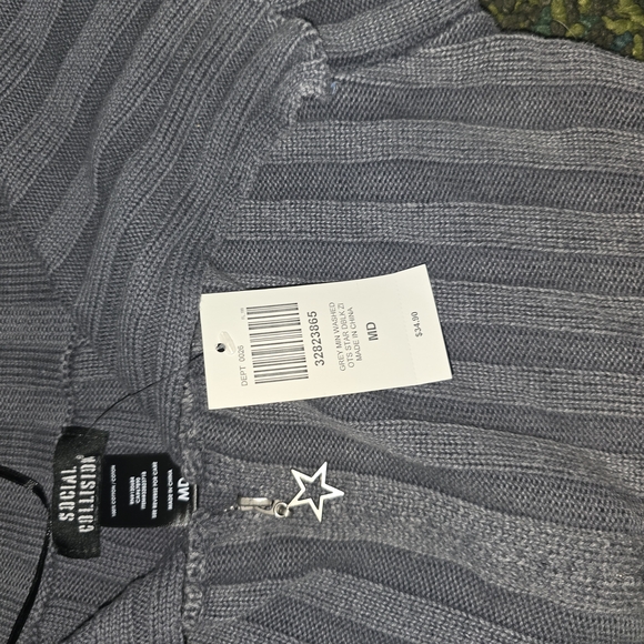 Social Collision Gray Knit Sweater - Picture 1 of 4